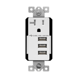ENERLITES 61200-TR3USB-CU triple USB Type-A charger with 20A tamper-resistant receptacle UL & CUL listed