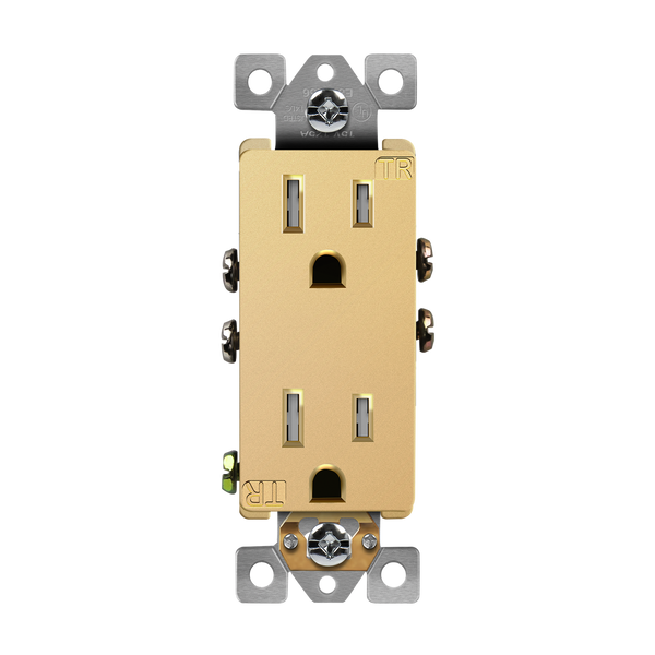 15 Amp Decorator Receptacle | Tamper-Resistant | Self-Grounding | Residential Grade |  Elite Series