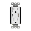 15 Amp Tamper-Resistant Decorator Receptacle with Dual USB Type-C/Type-A Charger 5.8A | White