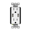 15 Amp Tamper-Resistant Decorator Receptacle with Dual USB Type-A Charger 4.8A | White