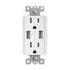 15 Amp Tamper-Resistant Decorator Receptacles with Dual USB Type-A Charger 4.0A | White