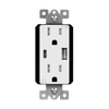 Dual USB Type-C/Type-A Charger 3.6A with 15A Tamper-Resistant Receptacles