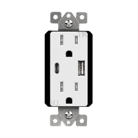 ENERLITES 61501-TR2USB3-1A1C USB wall outlet with USB-C USB-A ports and 15 amp tamper-resistant receptacles - Available at Electrical Marketplace