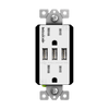 15 Amp Tamper-Resistant Decorator Receptacle with Triple USB Type-A Charger 5.8A | White
