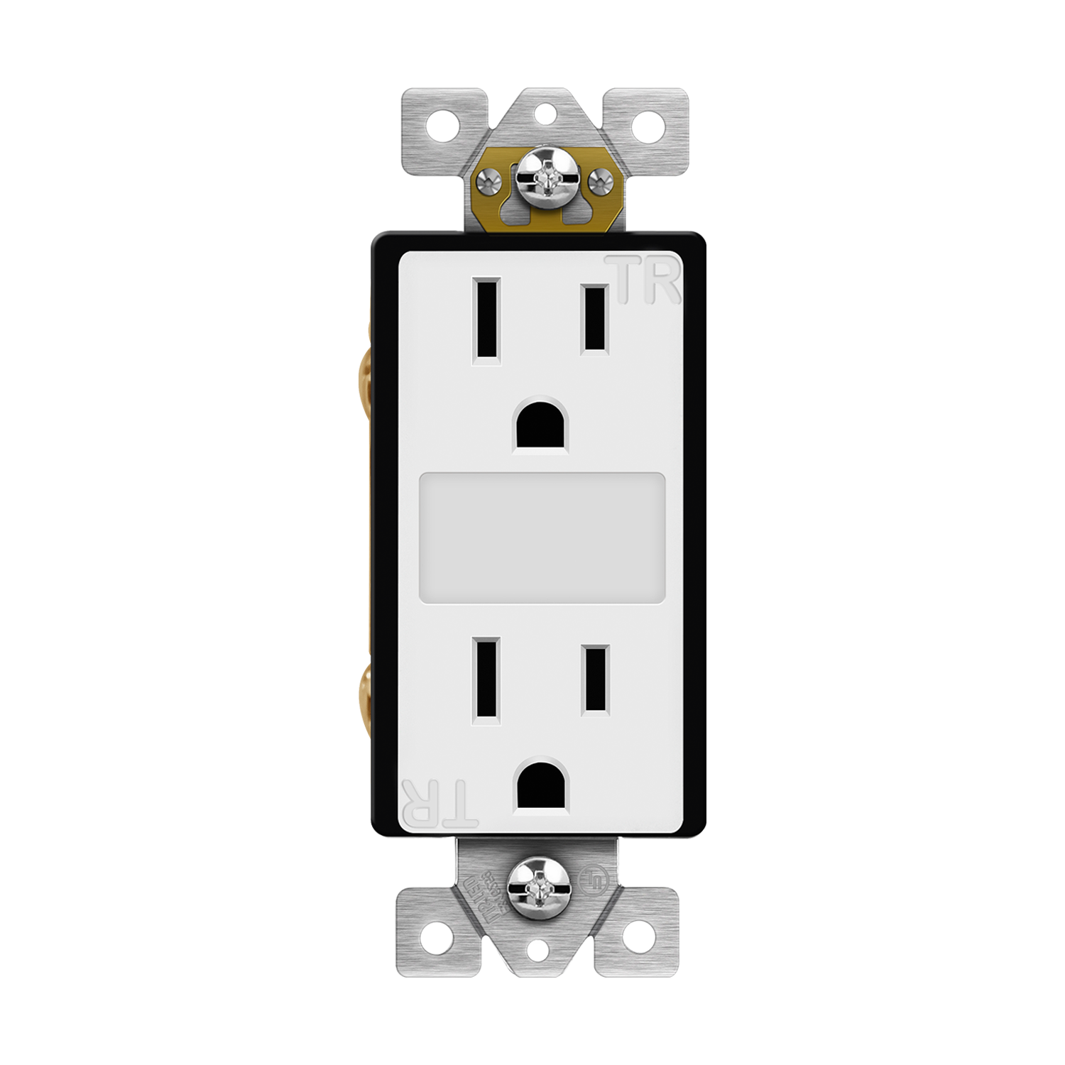 15 Amp Decorator Duplex Receptacle With Guidelight | Tamper Resistant | 125V | Residential Grade | Enerlites 61501-TRGL