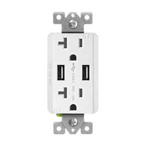 Dual USB Charger 4A with 20A Tamper-Resistant Duplex Receptacles