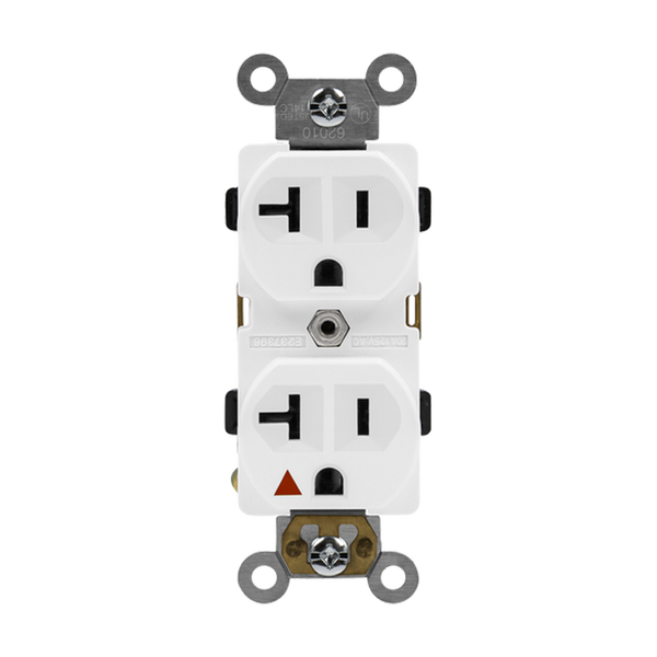 20 Amp Duplex Receptacle | Isolated | 125V | White | Industrial Grade