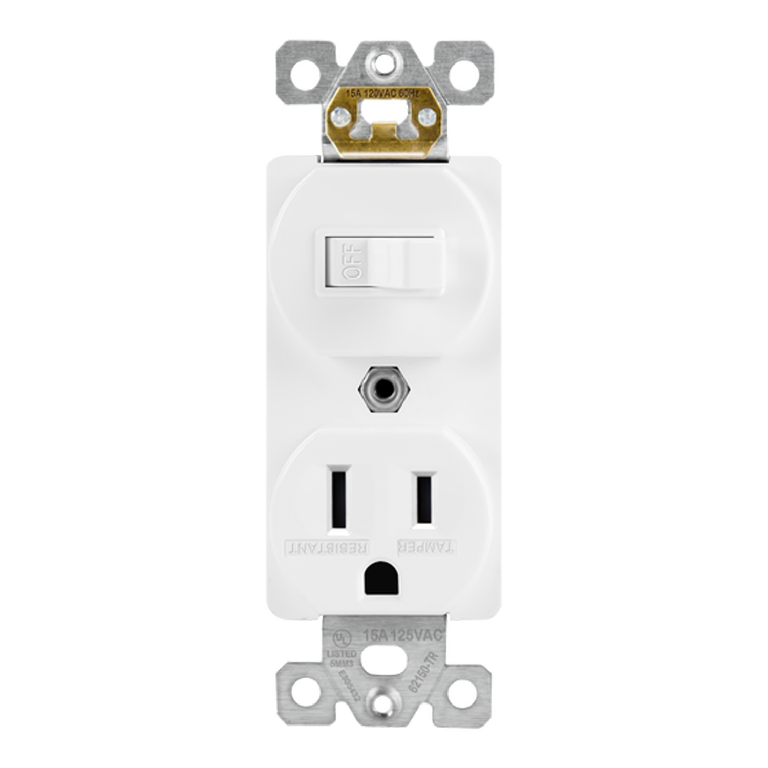 15 Amp Combo Receptacle | Tamper Resistant | Switch/Single | 120V | Commercial Grade