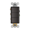 Triple single pole decorator switch, 120/277V, designed to control three separate light fixtures from a single wall plate in a streamlined, modern style