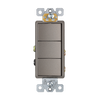 Triple single pole decorator switch, 120/277V, designed to control three separate light fixtures from a single wall plate in a streamlined, modern style
