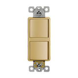 ENERLITES 62834 dual rocker single pole switch with AC quiet feature, back and side wiring, optional grounding, and UL94 V2 flammability rating.