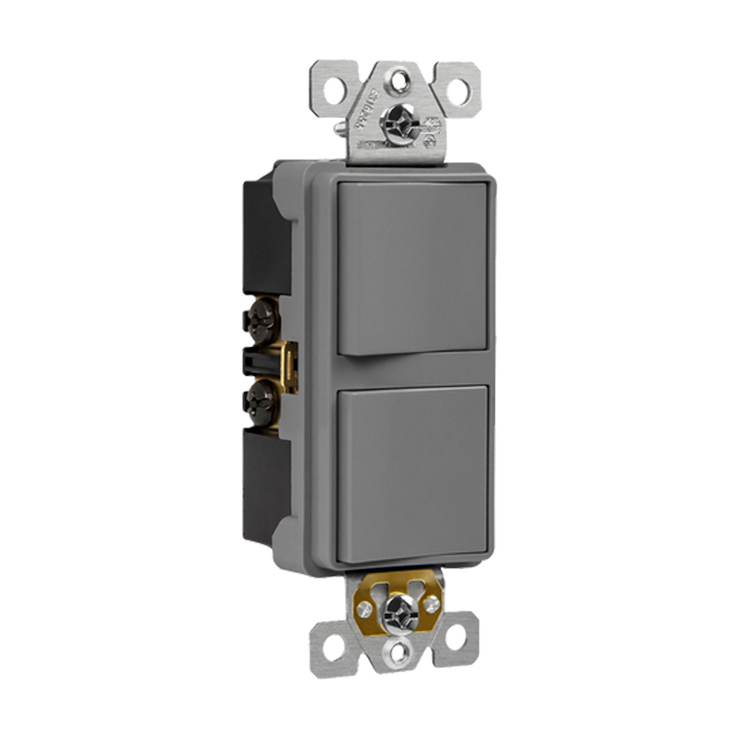 ENERLITES 62834 dual rocker switch with AC quiet feature, back and side wiring terminals, 15A 120V.