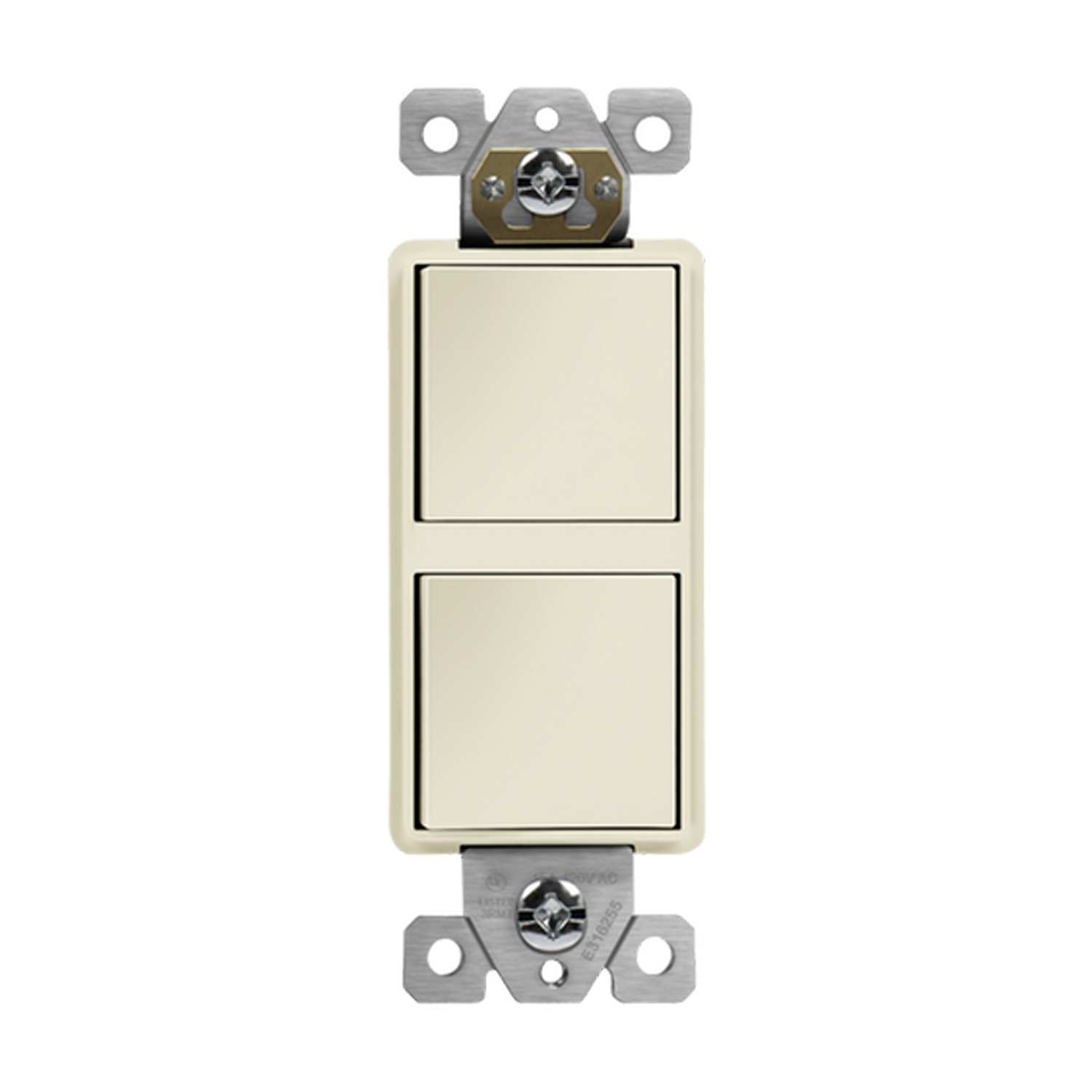 ENERLITES 62834 dual rocker switch with AC quiet feature, back and side wiring terminals, 15A 120V.