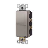 ENERLITES 62834 dual rocker single pole switch with AC quiet feature, back and side wiring, optional grounding, and UL94 V2 flammability rating.