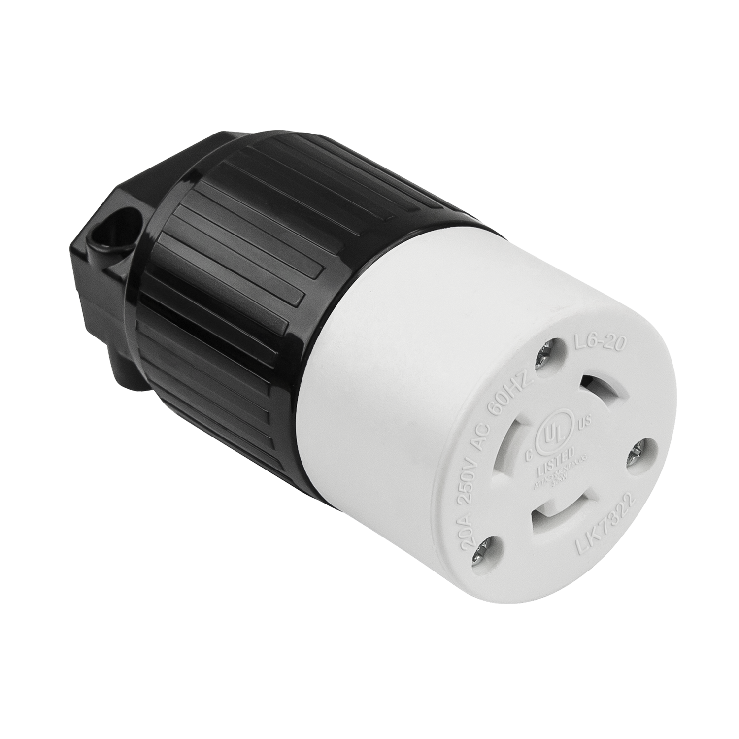 Industrial Straight Blade Locking Connector | 20 Amp, 250VAC | NEMA L6-20C