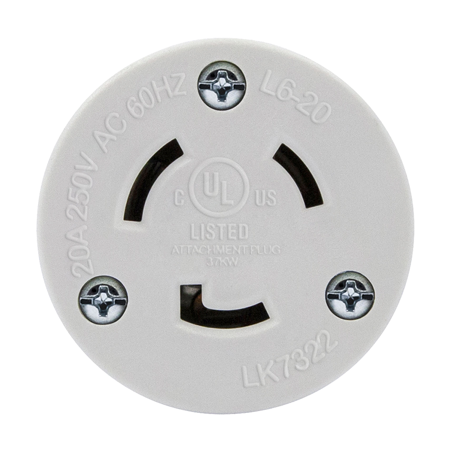 20 Amp Industrial Straight Blade Locking Connector | 250V | L6-20C | Enerlites 66412