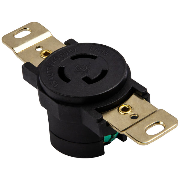 Industrial Straight Blade Locking Receptacle | 15 Amp, 277V | NEMA L7-15R