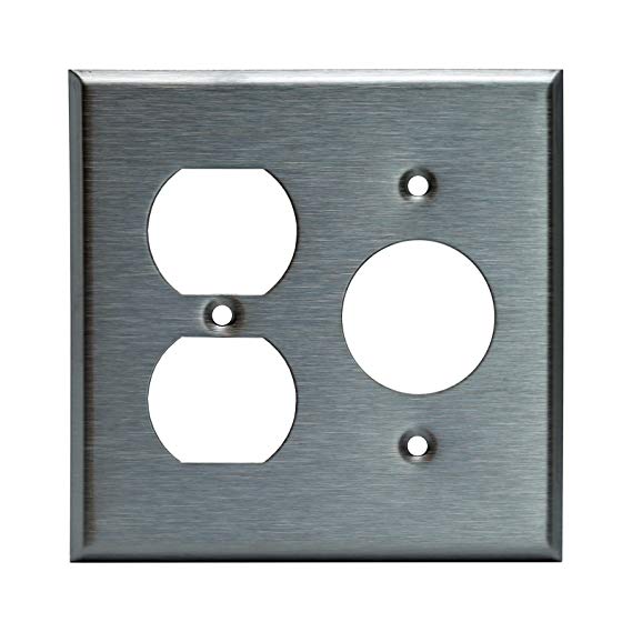 2-Gang Combo Wall Plate | Duplex/Single | Stainless Steel