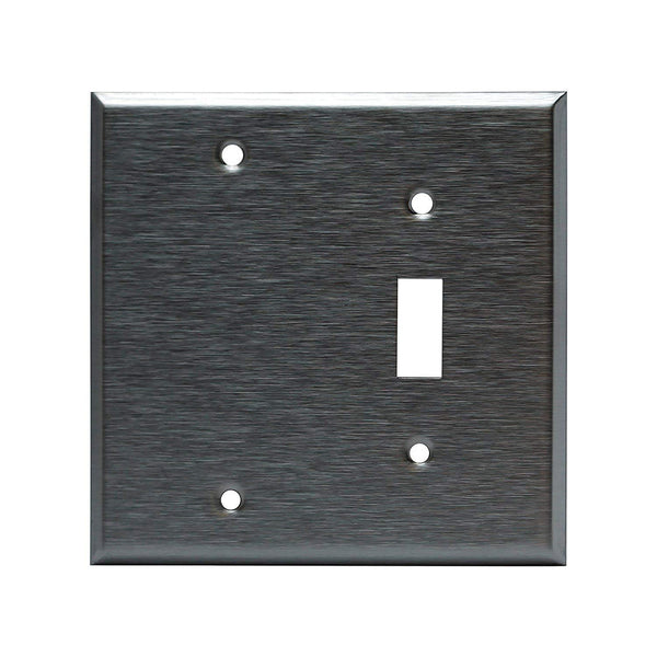 2-Gang Blank/Toggle Combo Wall Plate | Stainless Steel
