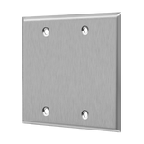 Enerlites 7702 two-gang stainless steel blank wall plate