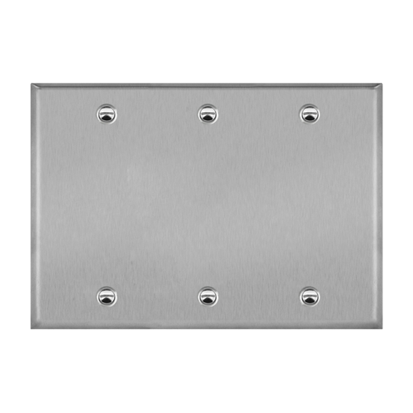 3-Gang Blank Wall Plate | Stainless Steel