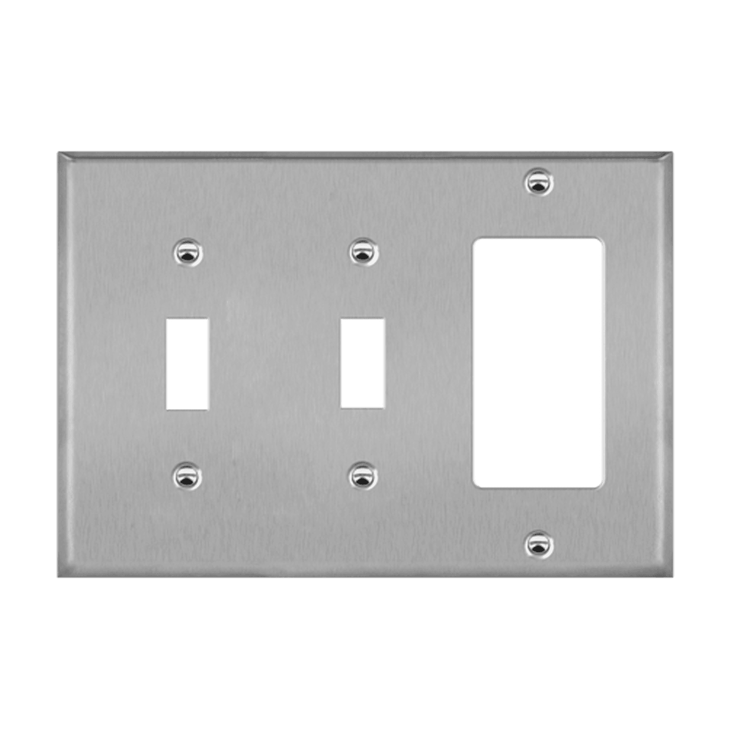 3-Gang Decorator + 2-Toggle Combo Wall Plate | Standard Size | Stainless Steel | Enerlites 771231