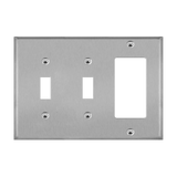 ENERLITES 771231 3-gang combination wall plate with two toggle switches and one decorator/GFCI, 430 stainless steel, corrosion and heat resistant