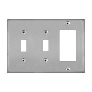 ENERLITES 771231 3-gang combination wall plate with two toggle switches and one decorator/GFCI, 430 stainless steel, corrosion and heat resistant - Available at Electrical Marketplace