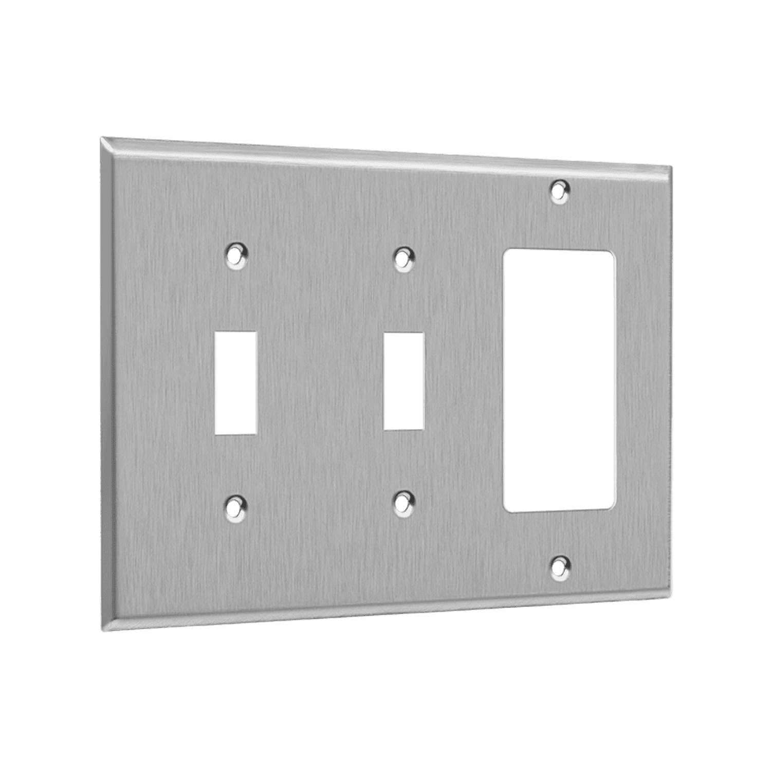 ENERLITES 771231 3-gang combination wall plate with two toggle switches and one decorator/GFCI, 430 stainless steel, corrosion and heat resistant