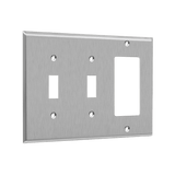 ENERLITES 771231 3-gang combination wall plate with two toggle switches and one decorator/GFCI, 430 stainless steel, corrosion and heat resistant