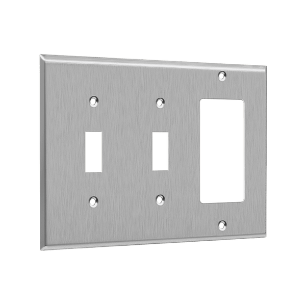 3-Gang Decorator/Toggle/Toggle Combo Wall Plate | Stainless Steel