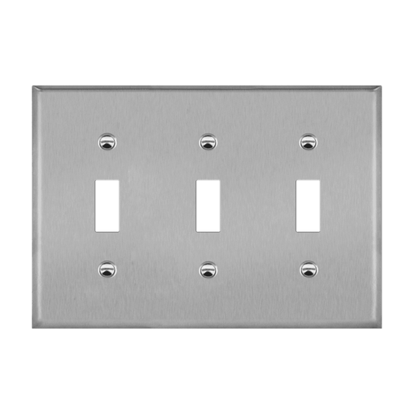3-Gang Toggle Switch Wall Plate | Stainless Steel