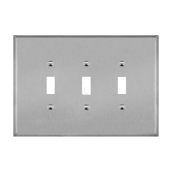 3-Gang Toggle Switch Wall Plate | Over-Sized | Stainless Steel