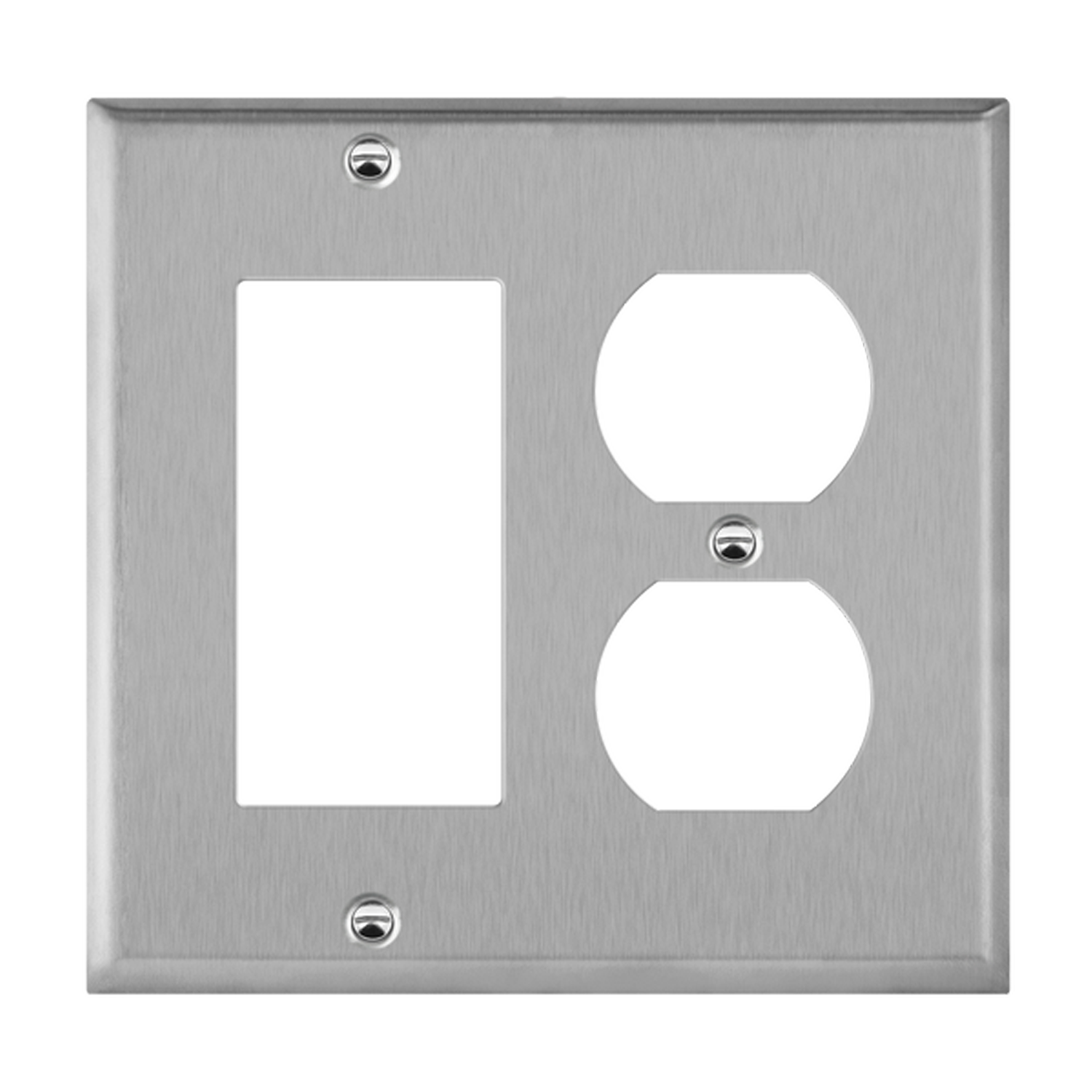 2-Gang Combo Wall Plate | Decorator/Duplex | Stainless Steel