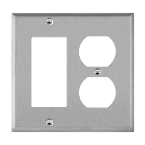 2-Gang Combo Wall Plate | Decorator/Duplex | Stainless Steel