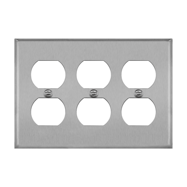 3-Gang Duplex Wall Plate | Stainless Steel