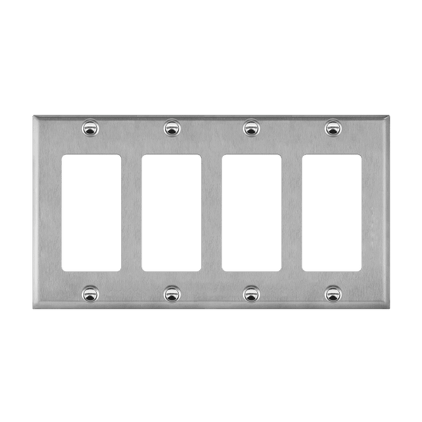 4-Gang Decorator Wall Plate | Stainless Steel
