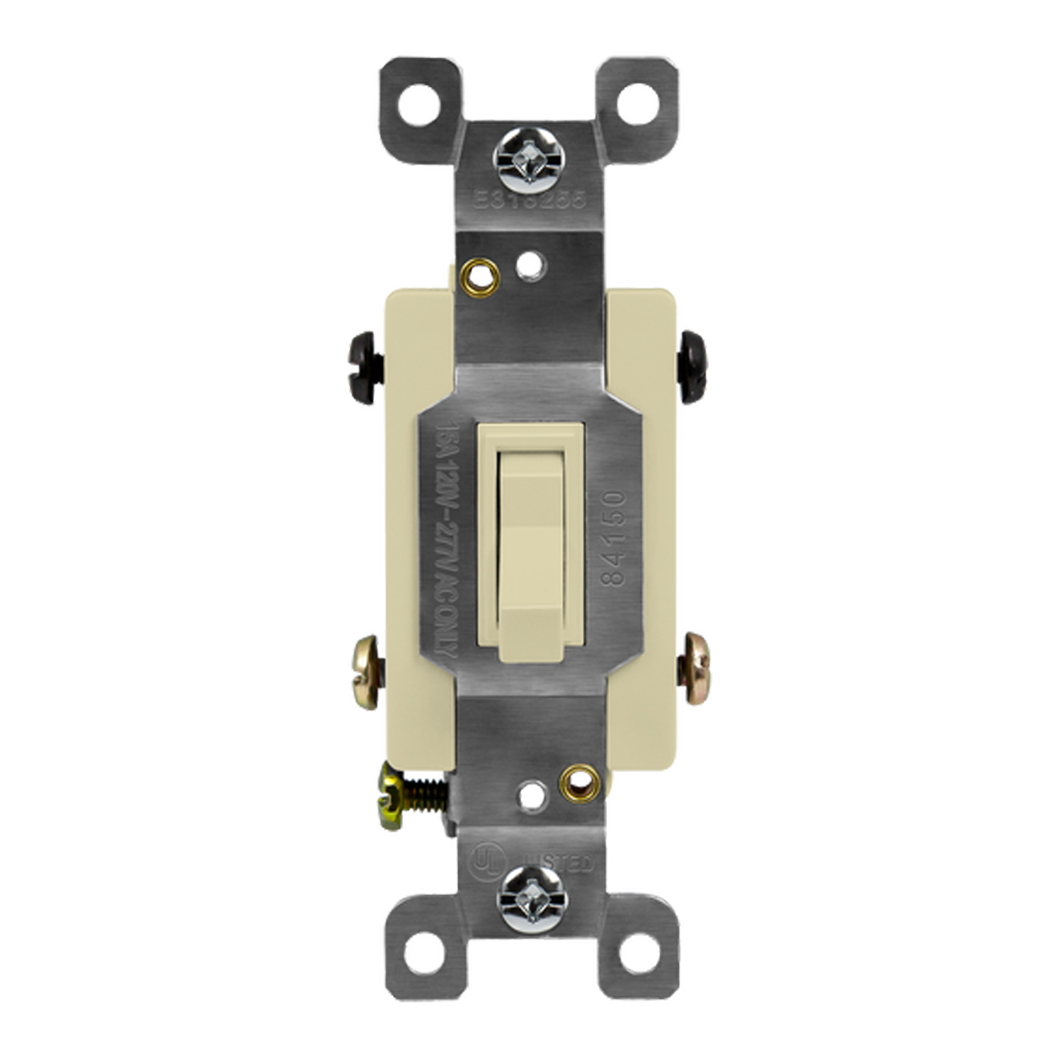 ENERLITES 84150 four-way toggle switch, 15A, thermoplastic body, galvanized steel strap, UL listed, residential grade