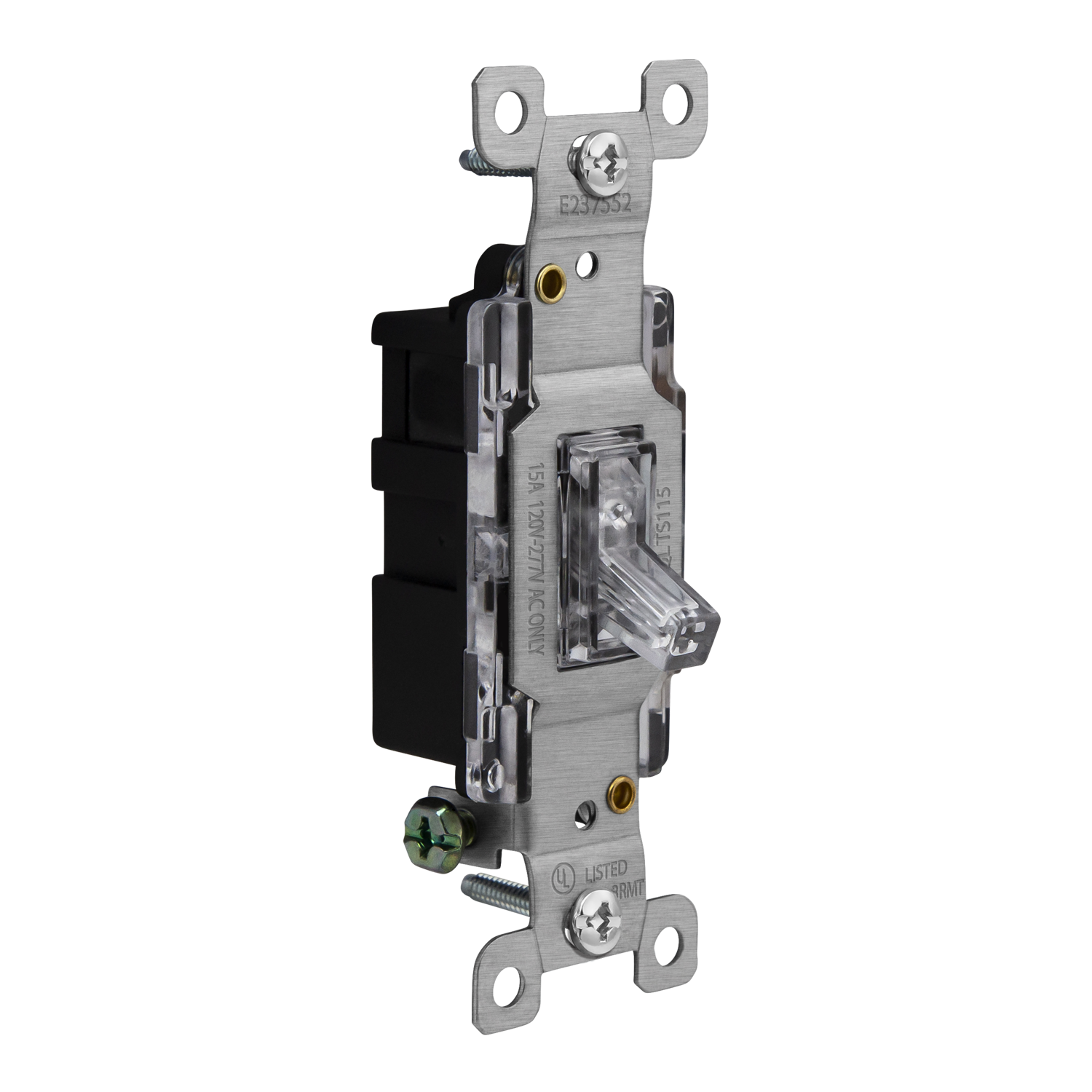 15 Amp 1-Gang Lighted Toggle Switch | Impact-Resistant | 120/270V | Enerlites 88115L