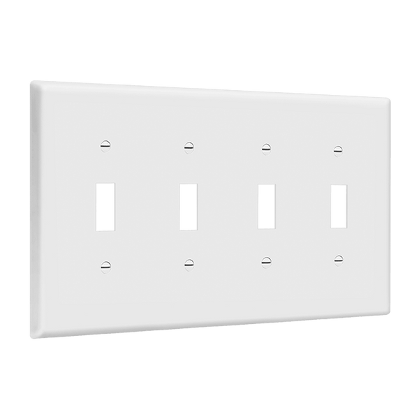 4-Gang Toggle Switch Wall Plate | Mid-Size | Residential Grade