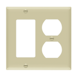Enerlites 882131 2-gang combination wall plate for duplex and decorator/GFCI outlets, impact-resistant polycarbonate, UL94 V2 rated