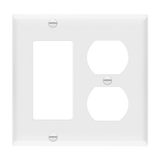 Enerlites 882131 2-gang combination wall plate for duplex and decorator/GFCI outlets, impact-resistant polycarbonate, UL94 V2 rated