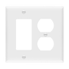 2-Gang Combo Wall Plate | Duplex/Decorator | Mid-Size | White | Residential Grade