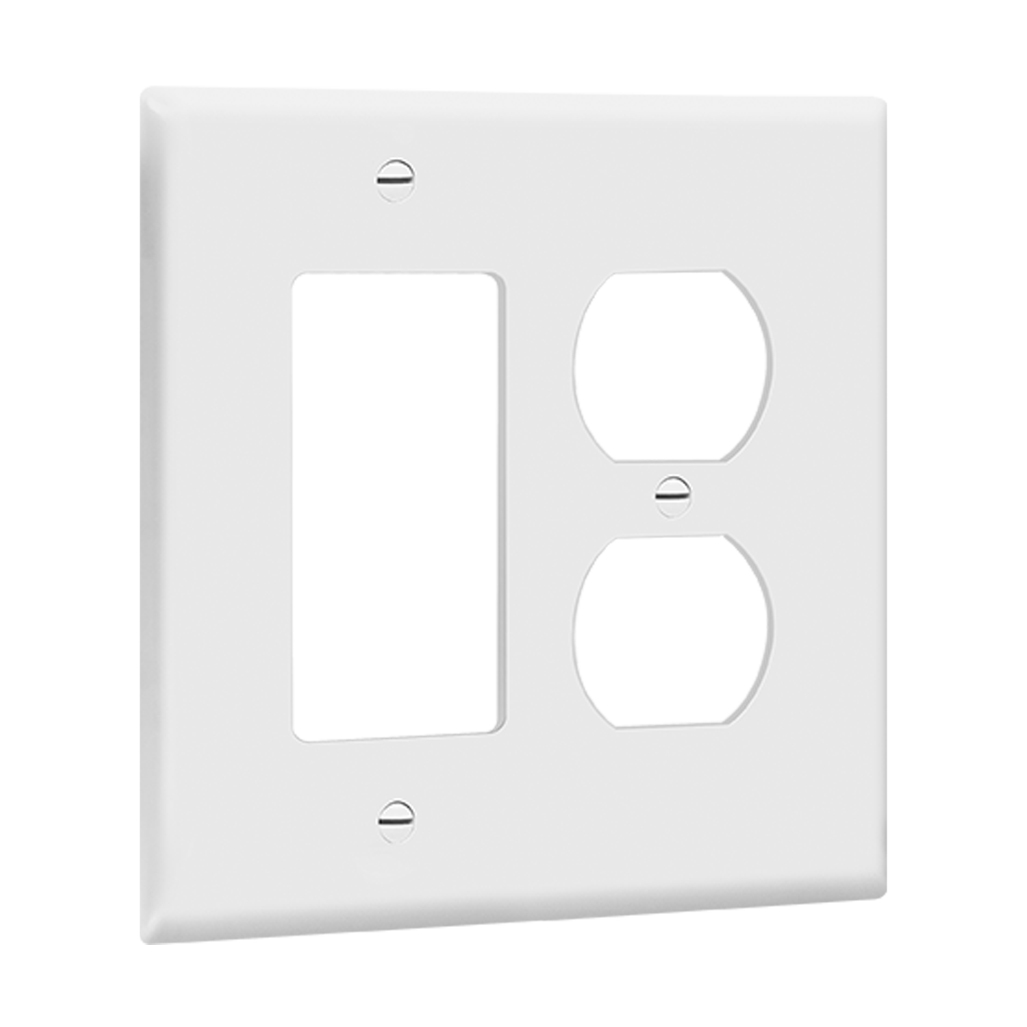 2-Gang Combo Wall Plate | Duplex/Decorator | Mid-Size | White | Residential Grade