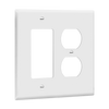 2-Gang Combo Wall Plate | Duplex/Decorator | Mid-Size | White | Residential Grade