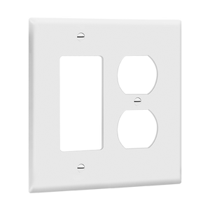 2-Gang Combo Wall Plate | Duplex/Decorator | Mid-Size | White | Residential Grade