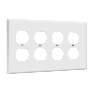 4-Gang Duplex Wall Plate | Mid-Size | White | Residential Grade
