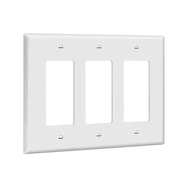 Residential Grade, Mid-Size Decorator/Gfci Standard Wall Plate, 3-Gang