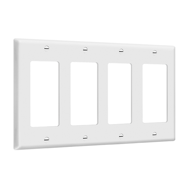 Residential Grade, Decorator/Gfci Standard Wall Plate, 4-Gang