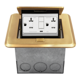 Upgrade floor power safety with ENERLITES square soft pop-up floor boxes. Featuring a 20A tamper-resistant GFCI outlet and solid brass construction—perfect for modern homes and commercial spaces.